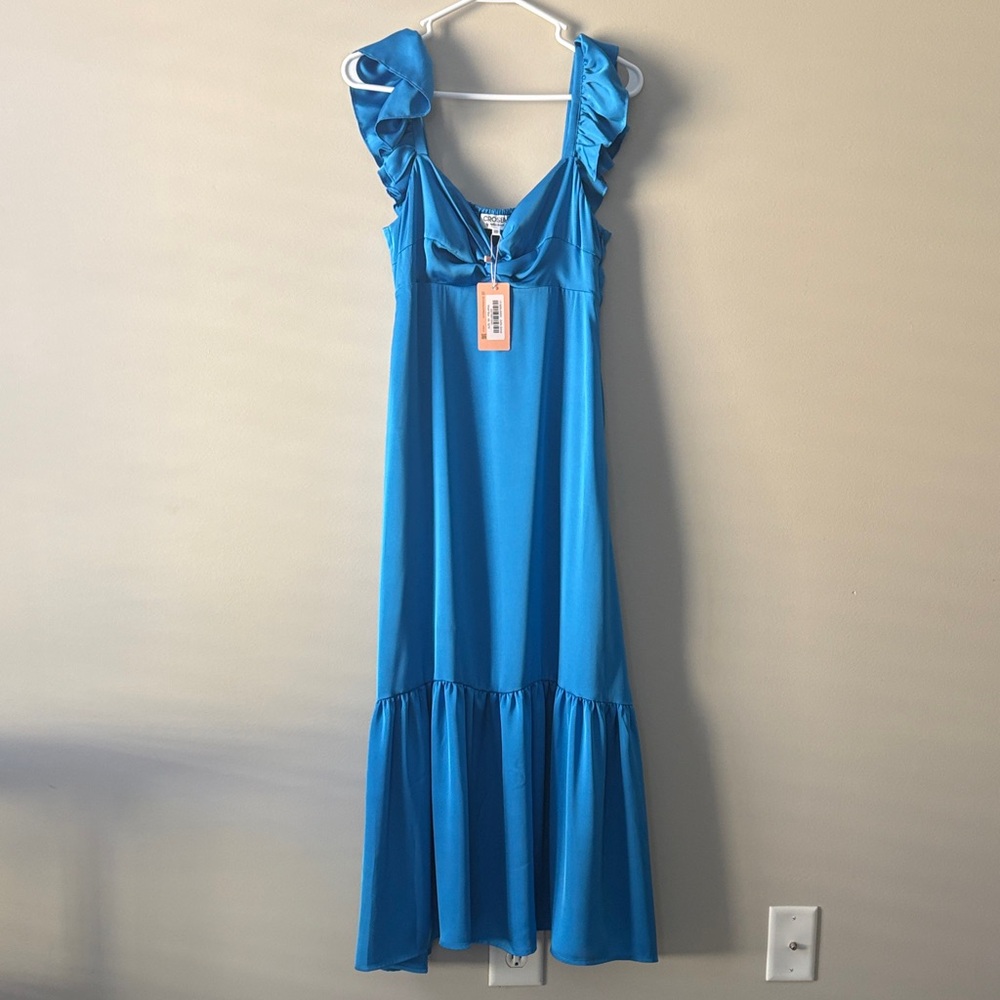 CROSBY by Mollie Burch Vibrant Blue Ruffle Strap Maxi Dress